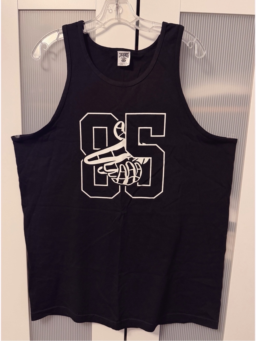 NWOT Crooks & Castles Black Tank Top with White Printed Graphic Logo 85 Size XL
